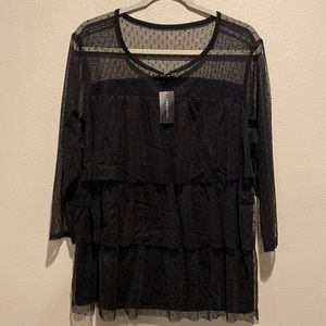 Lane Bryant sheer polka dot ruffled sheer blouse size: 18/20